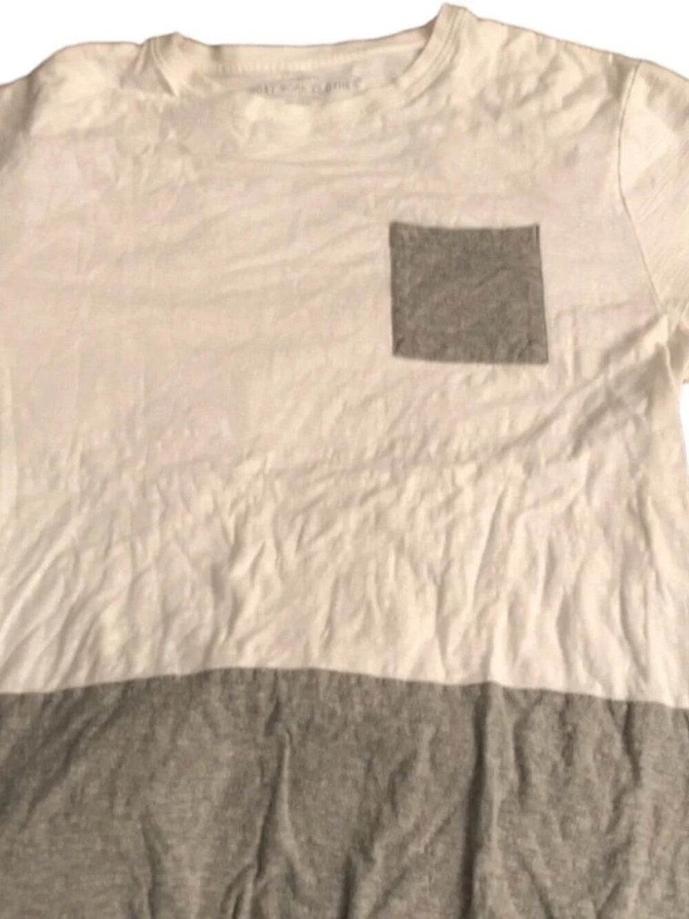 Sunday Work Clothes size XL white tee with gray trim and upper pocket